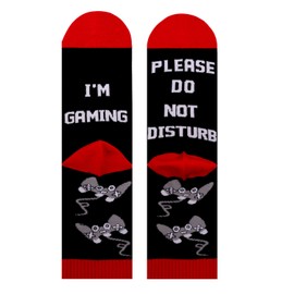 Do Not Disturb I'm Gaming Video Game Socks - Funny Gamer Gifts For Men and Women (Red)