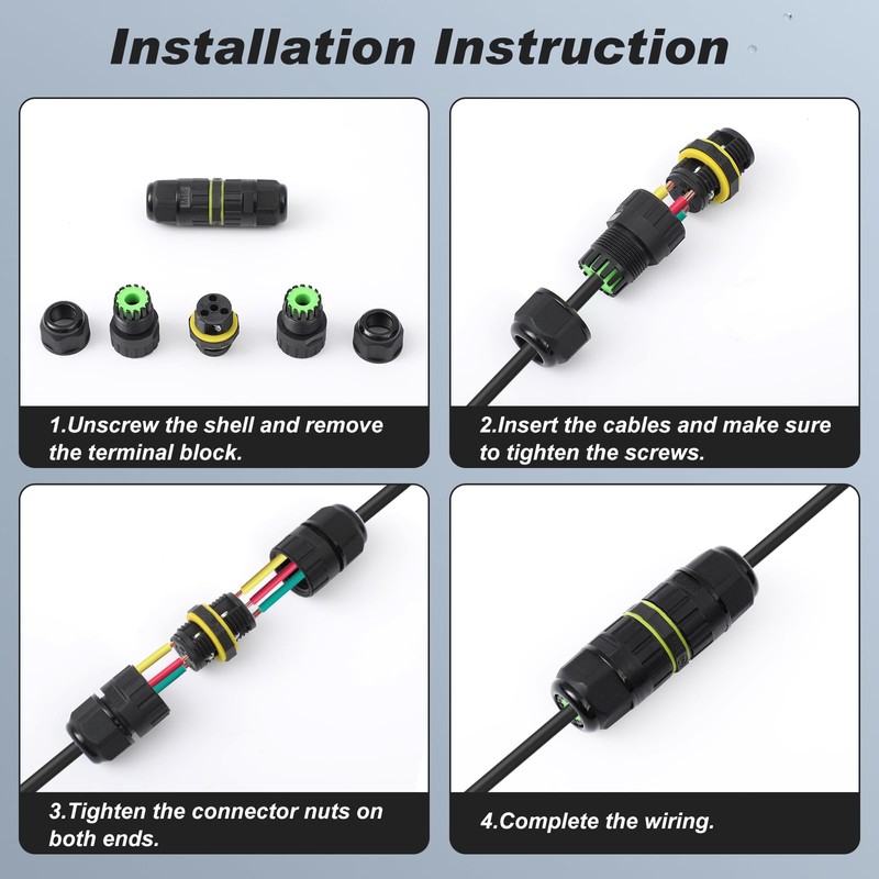 Relaxweex 10 Pcs M16-3pin Ip68 Outdoor Waterproof Junction Box Electrical