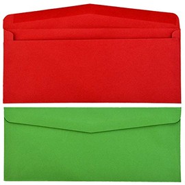 100 Pieces #10 Christmas Valentine's Day Envelopes Self Adhesive Mailing Business Envelopes Gummed Seal Xmas Letter Envelopes for Holiday Invitation (Red and Kraft) (Red and Green)