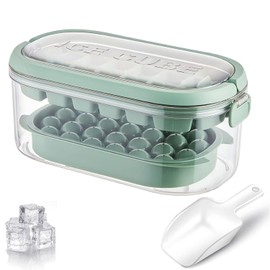 Molde de Cubitos de Hielo con Tapa, 26 Redondos + 28 Cuadrados, 54 Cubitos, Libre de BPA, Apilable, Disponible en Amarillo y Verde para Bebidas y Cóct