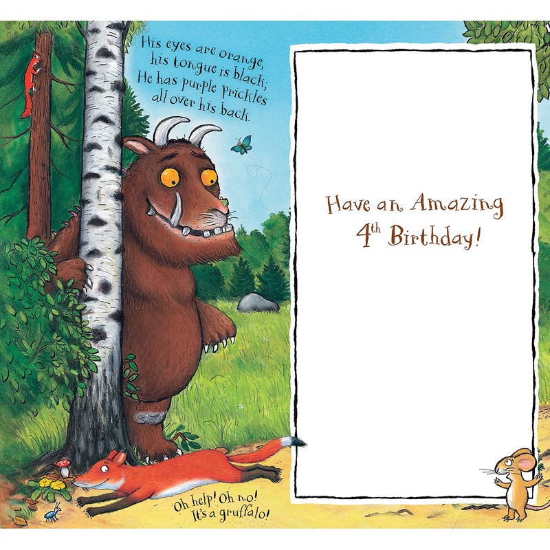 The Gruffalo GR021 "4th" Birthday Card,Multi,232x128mm