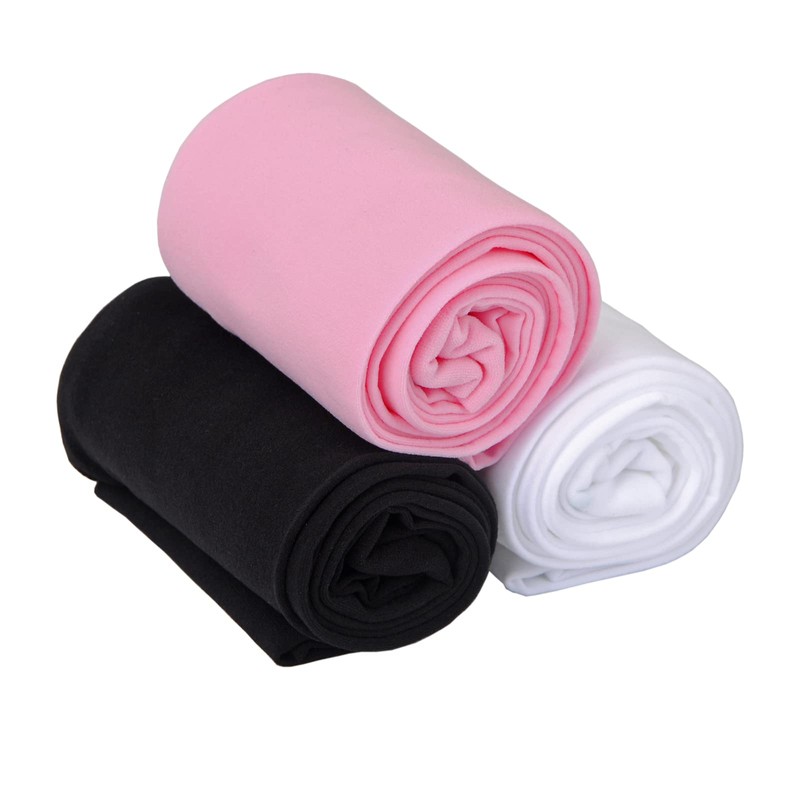 EVERSWE 3 Pairs Pack Girls Microfiber Tights Multiple Colors (White/Black/Pink,