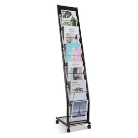 Floor-Standing Magazine Rack 6-Layer with Wheels, Brochure Display Stand for Exhibitions, Office, and Any Organization Requiring Information Display