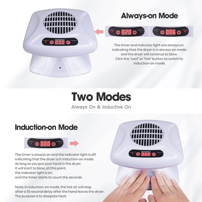 Gegong Air Nail Dryer with Automatic Sensor, 300W Timing Fan