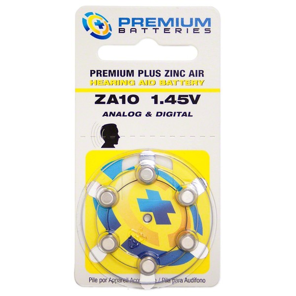 Premium Batteries Size 10 1.45V Hearing Aid Battery Yellow Tab