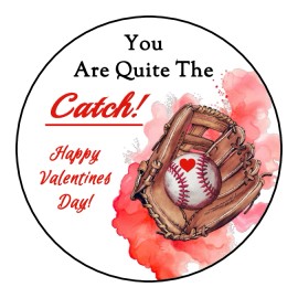 Unbranded Kids Baseball Valentines day Stickers, labels, tags - 1.5 inch (30 stickers)