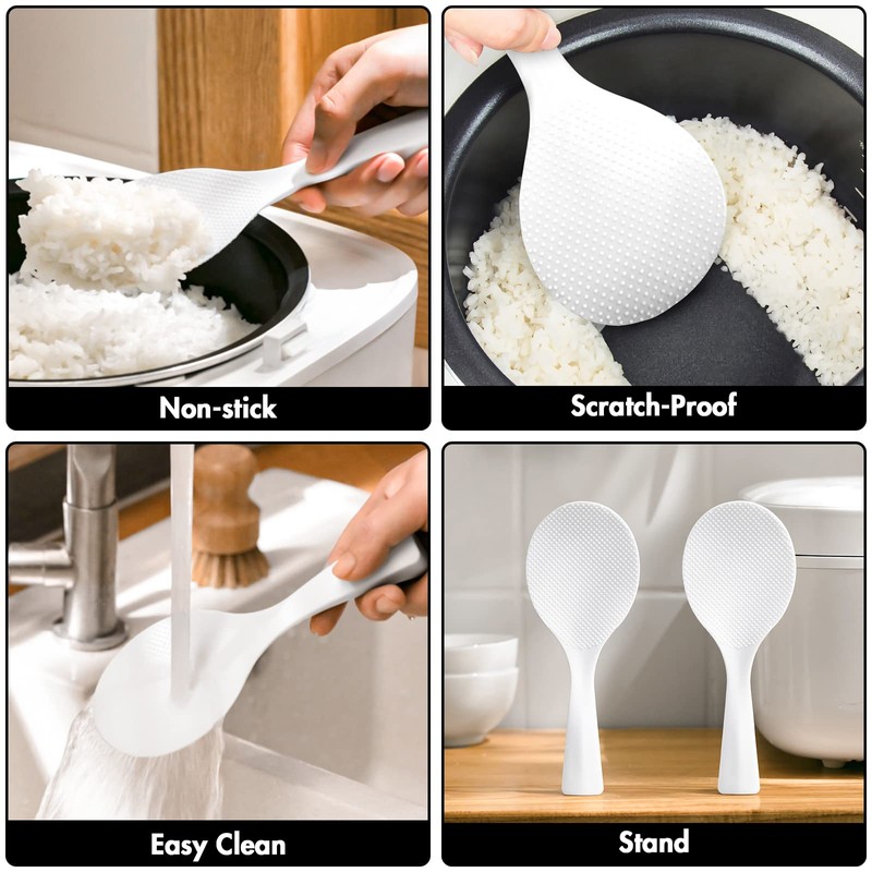 FireKylin 2 Pcs Plastic Rice Paddle,Non Stick Standing Rice Spoon
