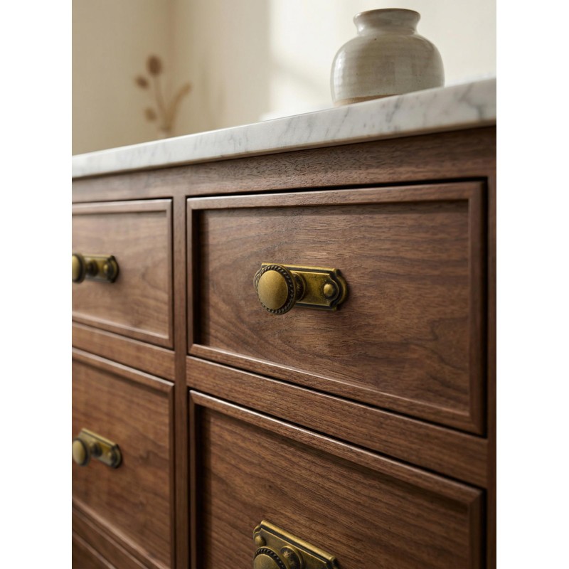 Yanxia Antique Brass Cabinet Knobs with Industrial Backplates Vintage Drawer