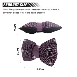 smilfuy 1 PCS Rhinestone Car Headrest Neck Pillow, Auto Headrest Cushion for Driving Seat, Bling Crystal Diamond Bow Neck Support Relax Pillow, Car Interior Accessories for Women Girly (Purple)