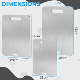 GARIIN's Titanium Cutting Board, Steel Cutting Boards For Kitchen,Stainless Steel Cutting Board,Titanium Cutting Mat,Medical-grade Hygiene,Dishwasher Safe for Cutting Vegetables(34 * 23 cm-S)