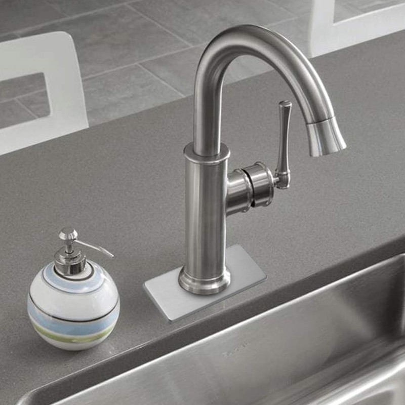QOTSTEOS Sink Faucet Plate Stainless Steel Base Plate Rectangular Hole