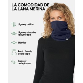 DANISH ENDURANCE Bufanda Deportiva de Lana Merino, Azul Marino Oscuro, Talla única