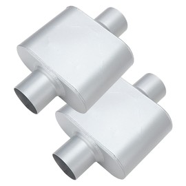A-KARCK Single Chamber Muffler 3" Center Inlet 3" Center Outlet, 13" Overall Length Aluminized Steel Aggressive Sound Race Muffler (2 Pcs)