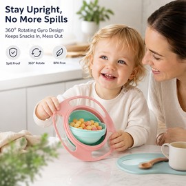 360° Rotating Gyro Snack Bowl for Kids – Spill-Resistant PP Dry Food Dish for Home and Travel