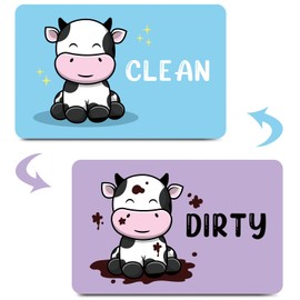 HSSPIRITZ Funny Cute Cow Cartoon Clean Dirty Dishwasher Magnet,Universal Kitchen Flip Sign Indicator,Refrigerator Dish Washer Laundry Accessories Decor Magnet for Mother's Day (Cow)