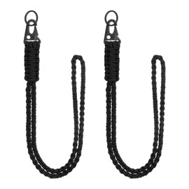 YELARXI Paracord Lanyard, 550 Keychain Lanyard Heavy Duty Necklace Keychains Braided Wrist Strap for Men Women Outdoor Activity Survival Keys Whistle Rope ID Badges (2 Pack, Black)