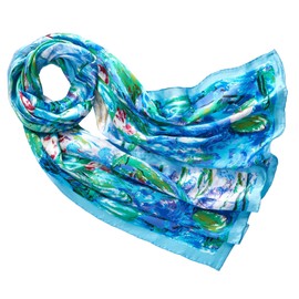 prettystern Women's Silk Scarf Van Gogh Painting Art Prints - P585 Monet - the water lilies