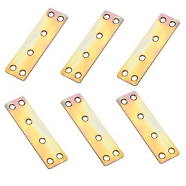 TA-VIGOR 6 x Flat Mounting Holes Repair Plates Straight Brackets Repairs for Wood Connectors Gold 80mm x 23mm x 1.6mm
