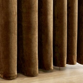 Dchola Gold Brown Velvet Curtains for Bedroom Window with Back Tab, Super Soft Vintage Luxury Heavy Drapes, Room Darkening Thermal Insulated Curtain for Living Room, W52 by L84 inches, 2 Panels