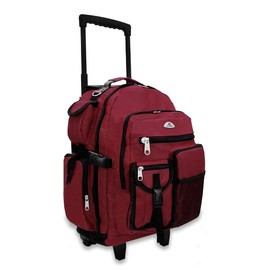 Everest Deluxe Wheeled Backpack, Burgundy, One Size,5045WH-BURG