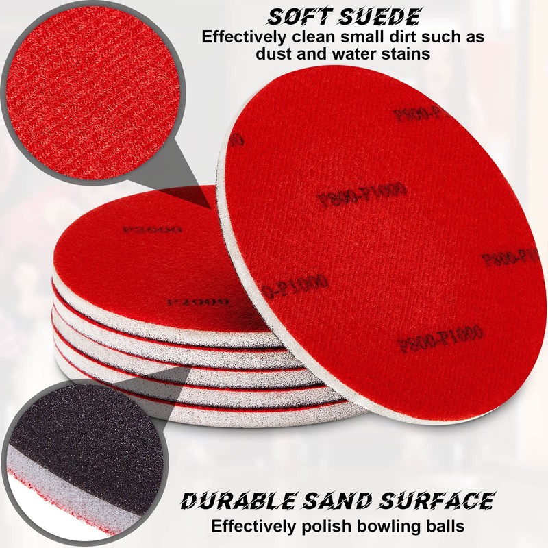 Maitys 6 Pieces Bowling Sanding Pads 1000 Grit Bowling Ball