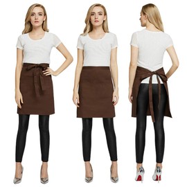 Autuki D1 Simple Apron with Pockets, Cafe-Style Apron, For Work, Gardening, Wrinkle Resistant, Adjustable, Solid Color, Stylish, Childcare Workers, Easy to Move In, Waist Tie, Unisex, 10 Colors