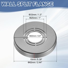 sourcing map Wall Split Flange, 1 Pcs 62x10 mm - Cuttable ABS Round Escutcheon Plate Cover Buckle, Shower Arm Flange for 20/25/33mm(0.8/1.0/1.3 Inch) Water Pipe Faucet Decoration (Gray)