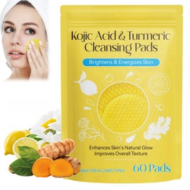 60pcs Turmeric Kojic Acid Cleansing Pads,Kojic Acid & Turmeric Face Pads,Gentle Face Exfoliating Pads,Turmeric Kojic Face Cleansing Pads,Unclog Pores Facial Cleansing Pads,Reduce Acne Face Wipes
