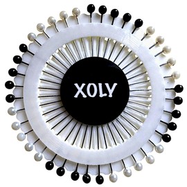 Quilting Pins I Sewing Scarf I Hijab I Pearlized Straight I Colorful Head Fabric Cover I Dressmaking I DIY Art Craft Flower Decoration I Pagri (Black & White)