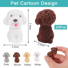 OLRWSLG Animal Erasers 25 Pcs Dog Eraser 3D Cartoon Erasers Mini Puzzle Rubber Erasers Teddy Dog Animal Shapes Patterns Pencil Erasers for Kids Office School Supplies Party Favors Gift