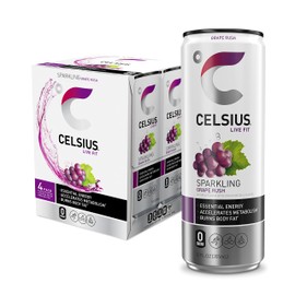 CELSIUS Sparkling Grape Rush, Functional Essential Energy Drink 12 Fl Oz (Pack of 24)