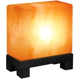 UMAID Himalayan Salt Lamp Rectangle, Natural Pink Rock Lamp on Modern Wood Base with Night Light Bulb and Dimmable Cord, Unique Home Decor, Zen Gifts, Perfect for Spa and Meditation Accessories
