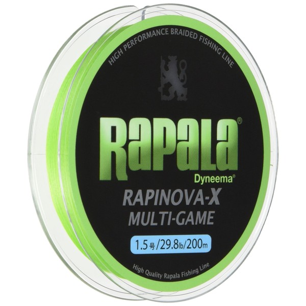 Rapala RLX200M15LG PE Line Rapinova X Multi Game, 656.2 ft (200 m), No. 1.5, 29.8 lb, 4 Braids, Lime Green