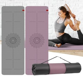 TPE Centerline 8mm Thick Exercise Mat for Home Training, Pilates & Yoga 8mm Brown Burgundy