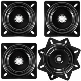 SINJEUN 4 Pack 6 Inch Heavy Duty Bar Stool Swivel Plate, Square 360° Swivel Ball Bearing Plate Replacement, Seat Swivel Base Mount Plate for Recliner Chair or Furniture, 300 Pound Capacity, Black