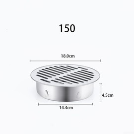 Round Stainless Steel Floor Drain Metal Steel Gully Grid Shower Anti Clogging Filter Home Tools for Outdoor Balcony Yard (Ø150mm)