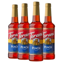 Torani Peach Syrup Pack Of 4 Flavorful Drink Enhancer For Lemonades And Teas