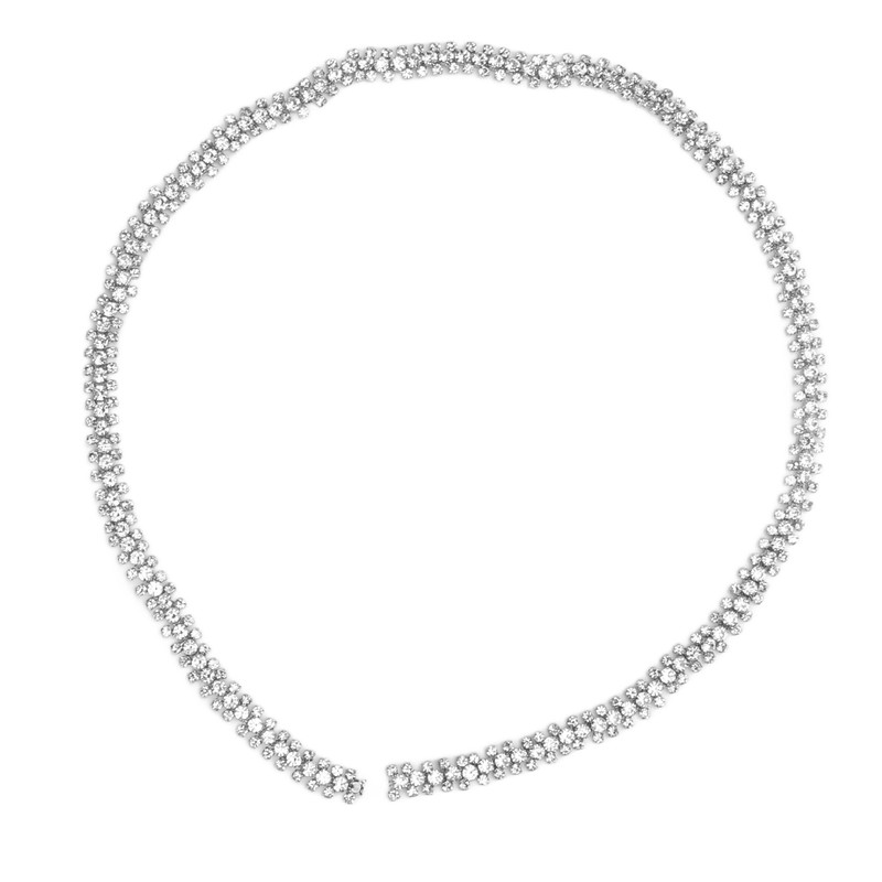 1 Yard 3 Rows Rhinestone Chain Round Glittering Rhinestone White
