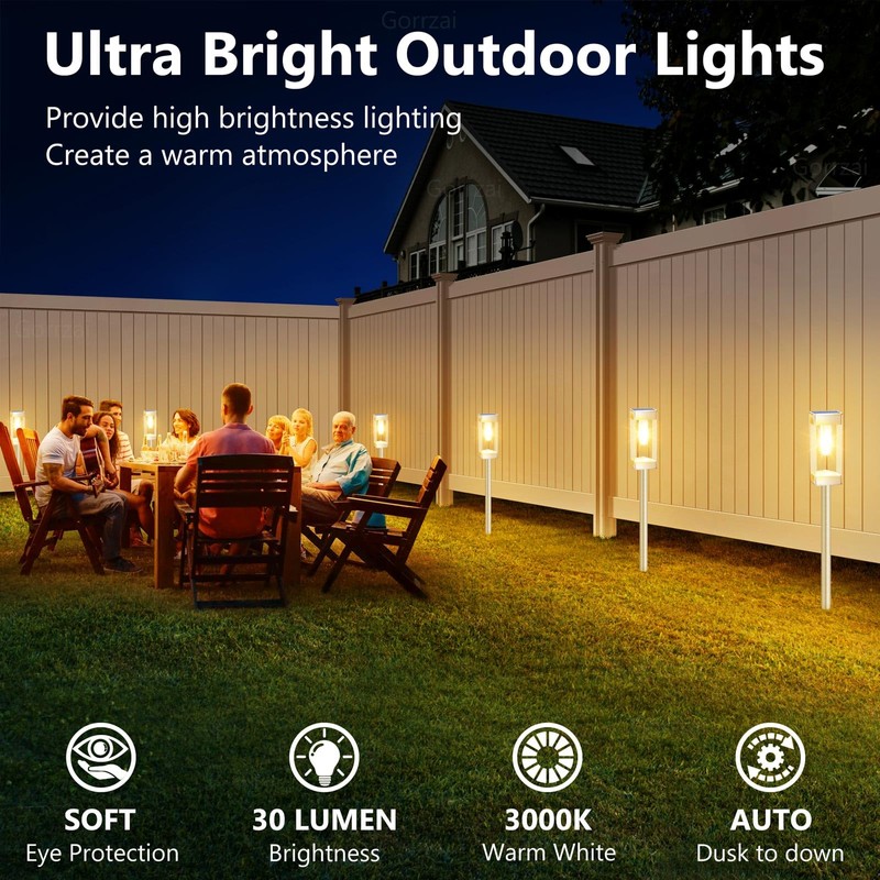 Gorrzai Solar Pathway Lights 8 Pack Solar Outdoor Lights with
