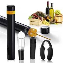 Mini Wine Opener Set | Travel Portable Pocket Air Pressure Pump Wine Bottle Opener with Aerator, Foil Cutter, and Vacuum Stopper | 7S Quick Bottle Opening | for Home, Restaurant, Party,Wine Lovers
