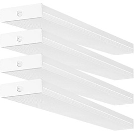 hykolity 4 Pack 4FT LED Wraparound Light 40W 4 Foot LED Shop Lights for Garage, [2-lamp 32W Fluorescent Equiv.] 4400lm 4000K Wrap Light, Flushmount Office Ceiling Light Fixture ETL Listed