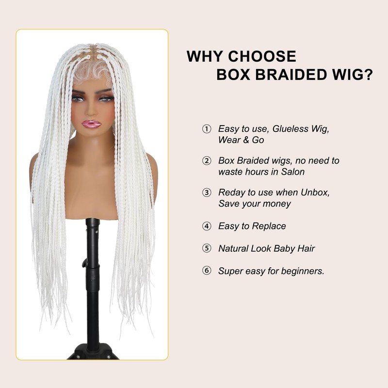 Orgwigs White Glow in the Dark Knotless Box Braided Wig
