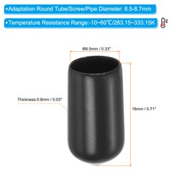 PATIKIL 8.5MM Vinyl Rubber End Caps, 100 Pack Flexible Bolt Screw Covers Caps Round Thread Protector Caps for Metal Tubing Rod Bolts, Black