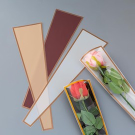 50 Pcs Plastic Single Rose Sleeves Flower Wrapping Bags Rose Floral Packaging Bags Small Flower Bouquet Bags Florist Bags for Birthday Party Black