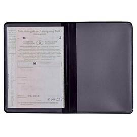 orgaexpert Car Licence Protective Case Black 2 Compartments 120 x 167 mm Made in Germany Case Wallet ID Card Holder Vehicle Registration Cover, black, Classic