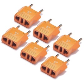 United States to Hungary Travel Power Adapter to Connect North American Electrical Plugs to Hungarian Outlets for Cell Phones, Tablets, eReaders, and More (6-Pack, Orange)