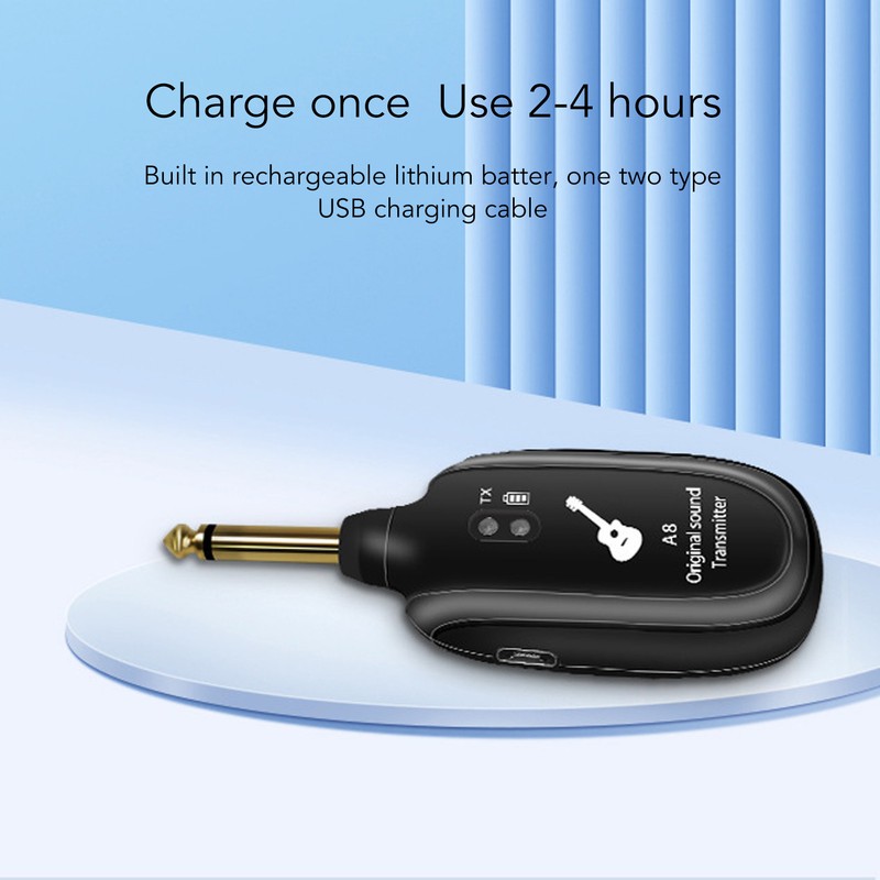 Wireless Guitar System 20Hz to 20KHz UHF Rechargeable Guitar Transmitter