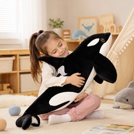 Orca Whale Plush Toy for Kids and Gifting - Lifelike Black Whale Stuffed Animal for Bedrooms, Playrooms, and Nurseries 70cm