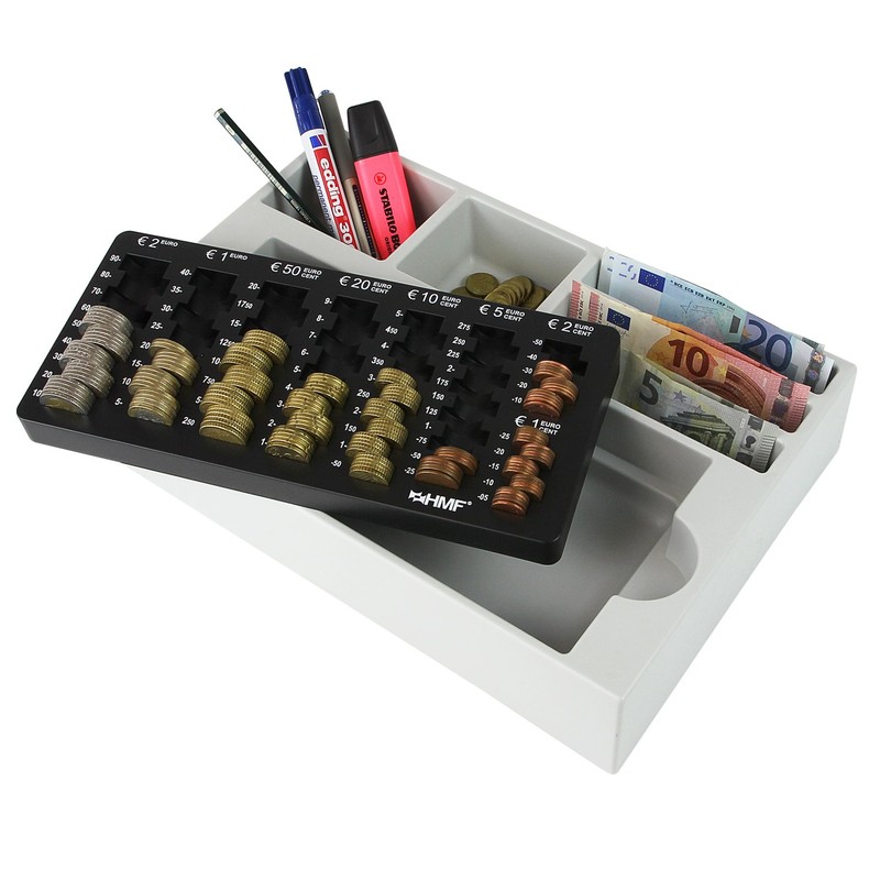 HMF 3210-02 EURO Coin Counter Tray, 3 Bill Compartments, Noteholder,