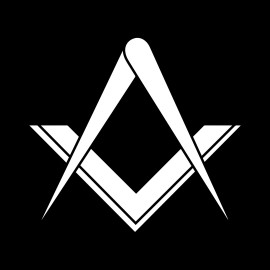 Simple Square & Compass without G Masonic Vinyl Decal - White 6 Inch